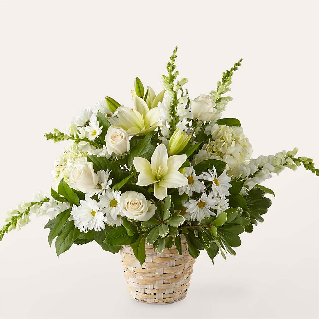 Ivory Elegance Floral Basket – Flower Cafe, Hartford WI