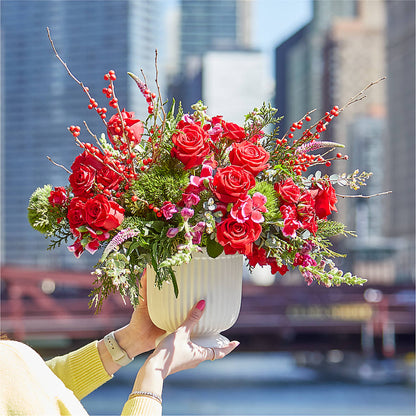 Big Red Bow Bouquet –  Flower Cafe, Hartford WI