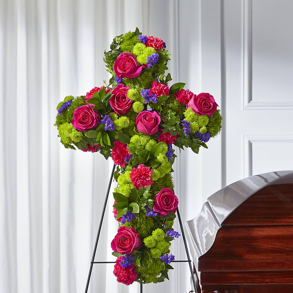 Tribute Rose Floral Cross –  Flower Cafe, Hartford WI