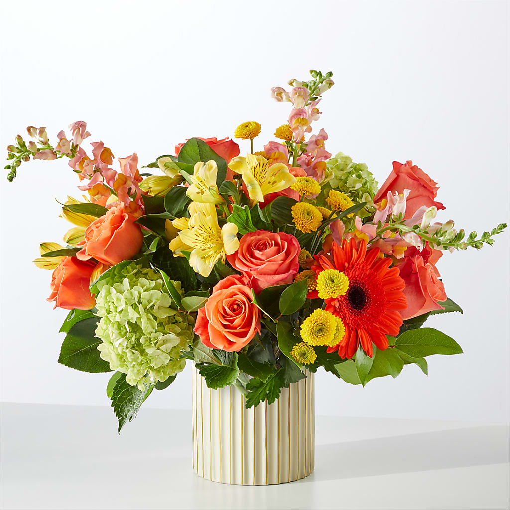 Autumn Sunshine Bouquet with Ivory Vase –  Flower Cafe, Hartford WI